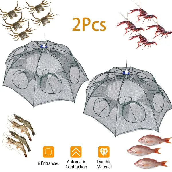 2Pcs Foldable Fishing Bait Trap Nets for Crab Shrimp Fish