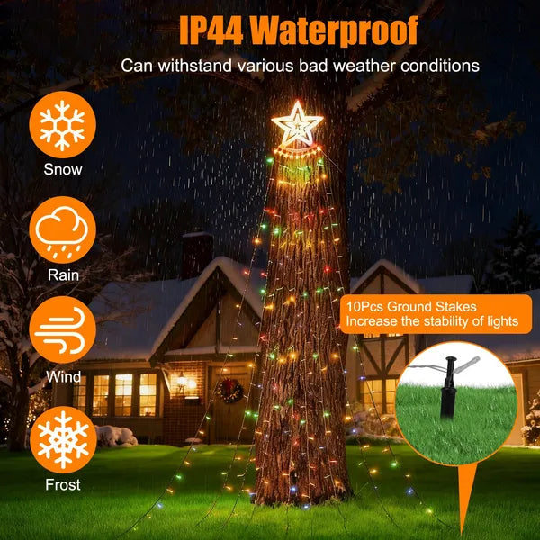 Bright Christmas Star String Lights Waterfall LED Outdoor Decor