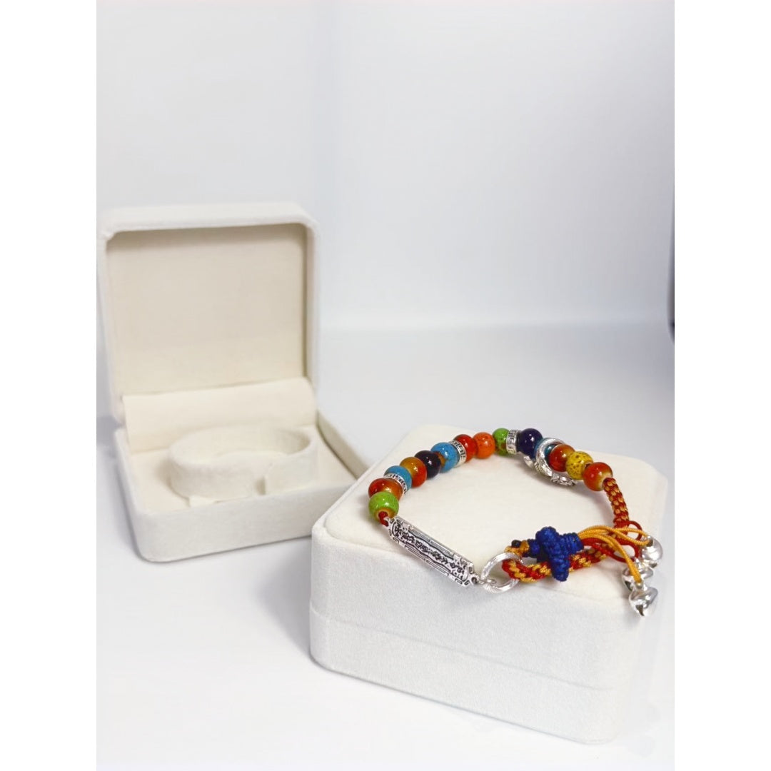 Handmade Stone Bracelet with Colorful Beads Adjustable String
