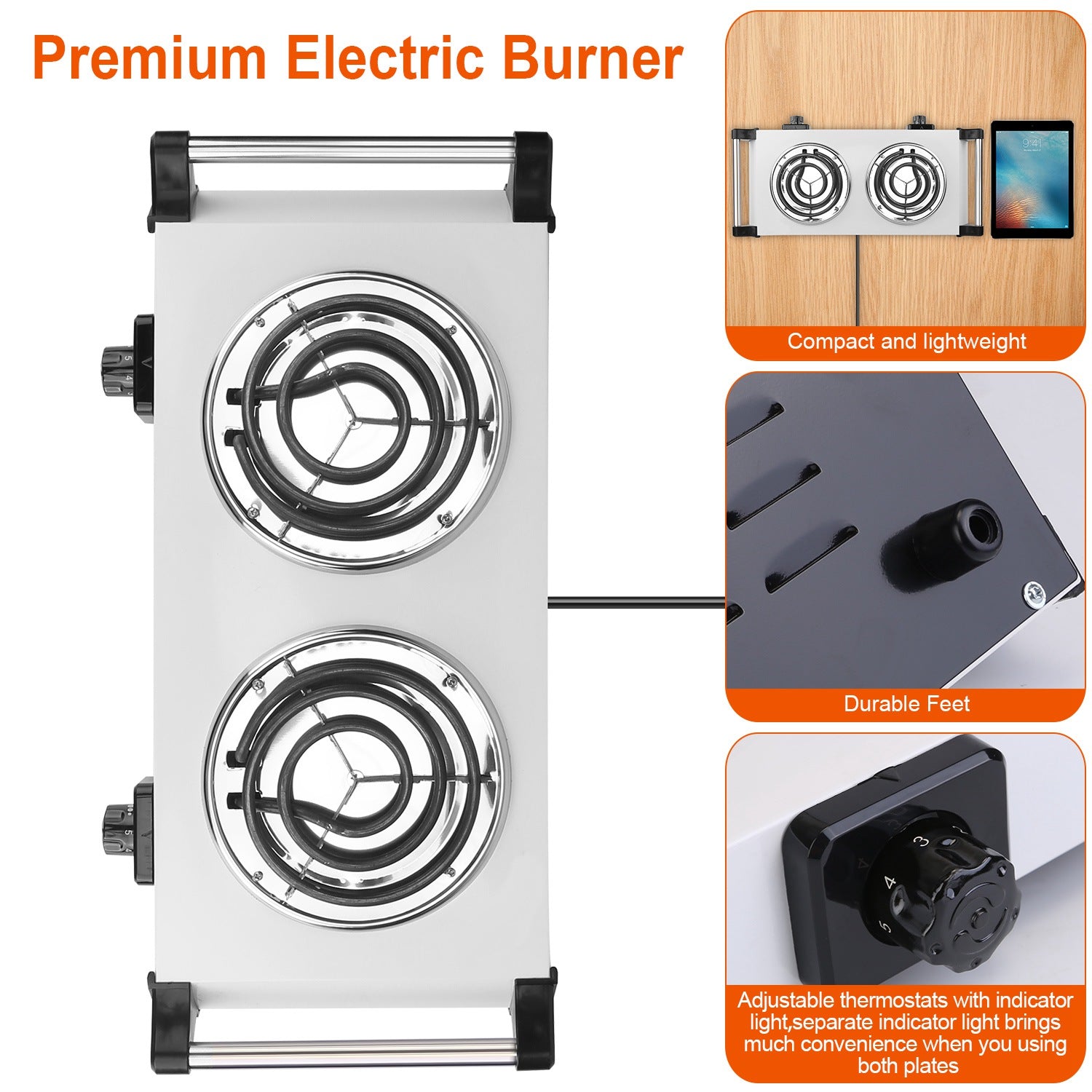 2000W Portable Electric Dual Stove Desktop