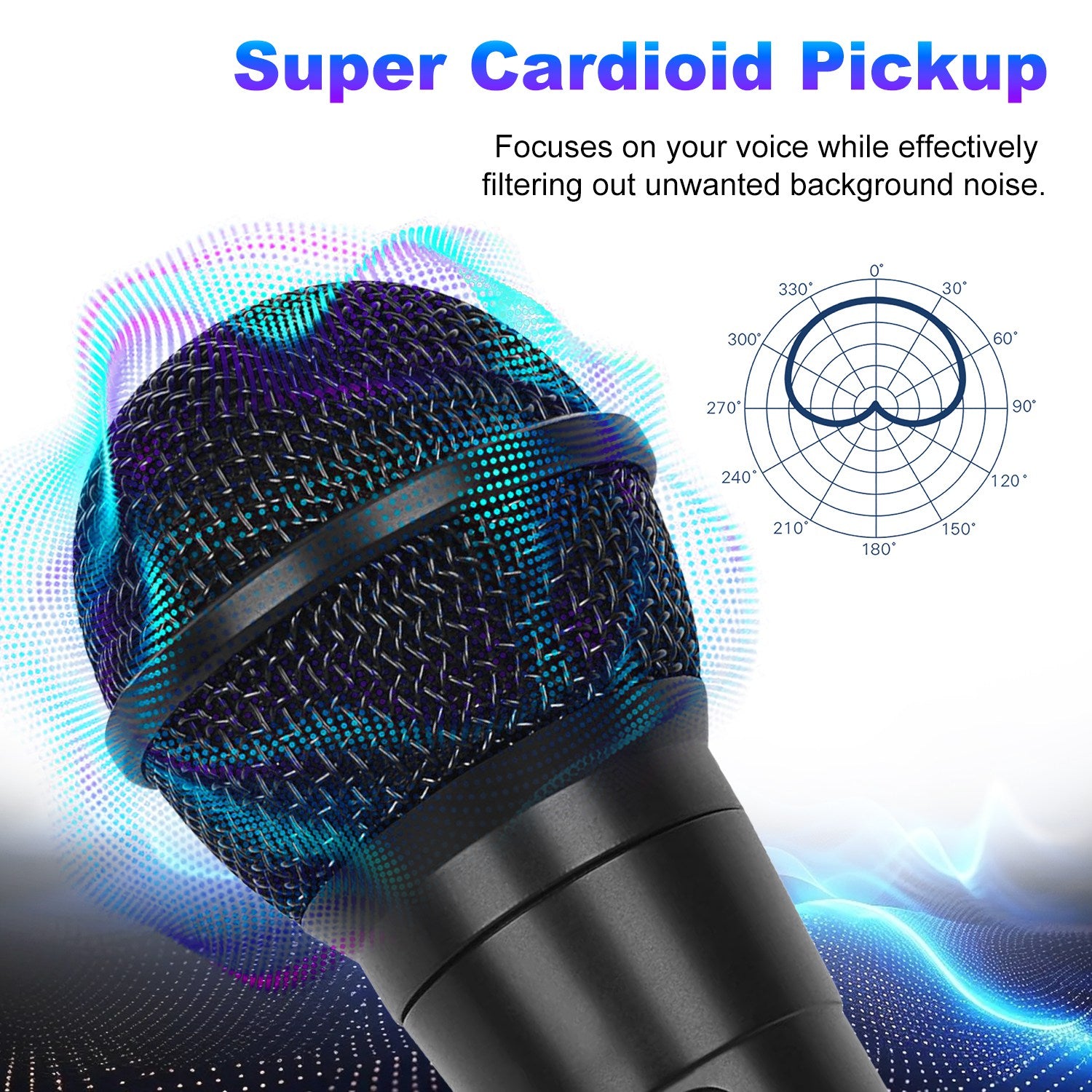 Wired Dynamic Cardioid Microphone 6.35mm Karaoke Studio Mic