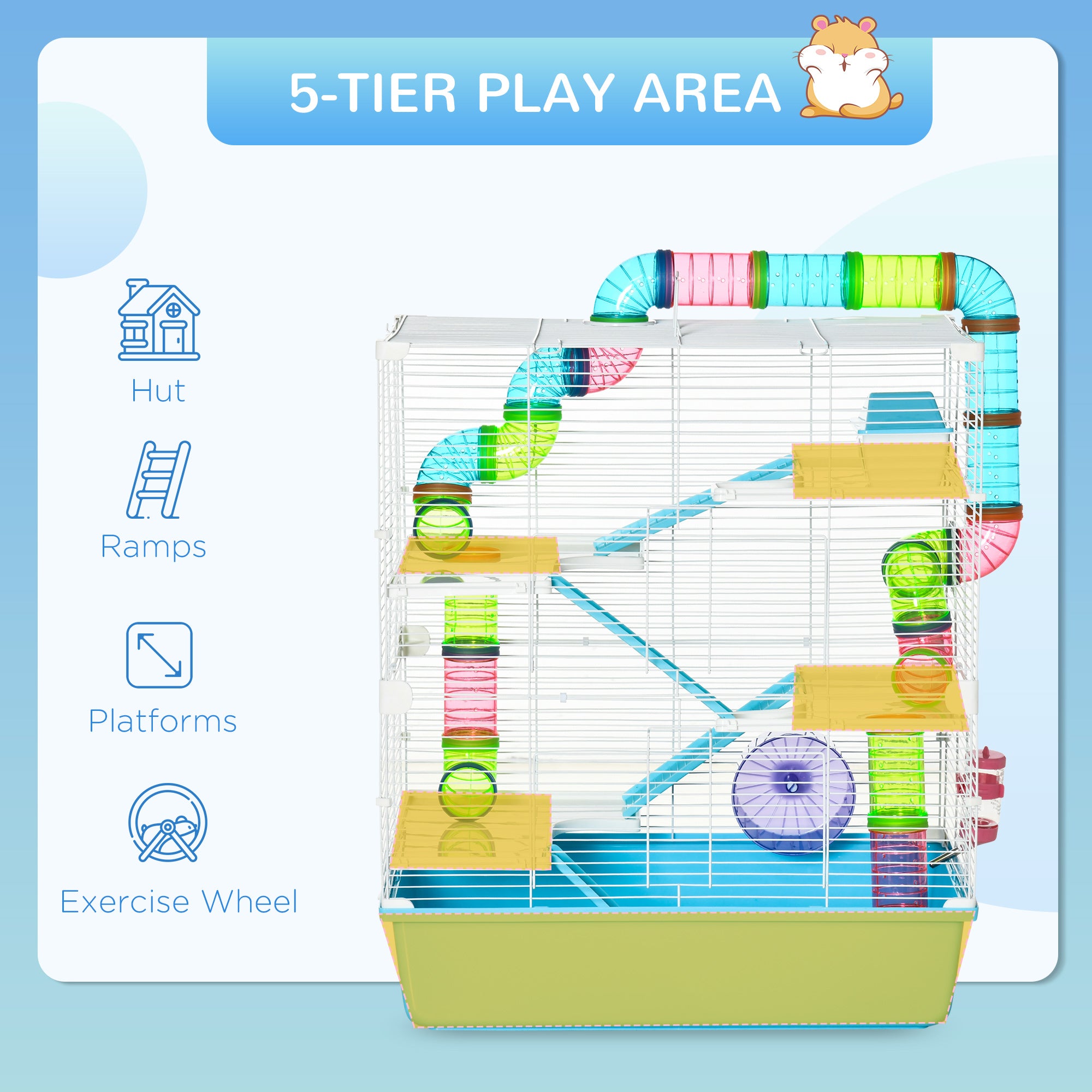 Premium Multi Level Hamster Cage with Tunnels and Accessories