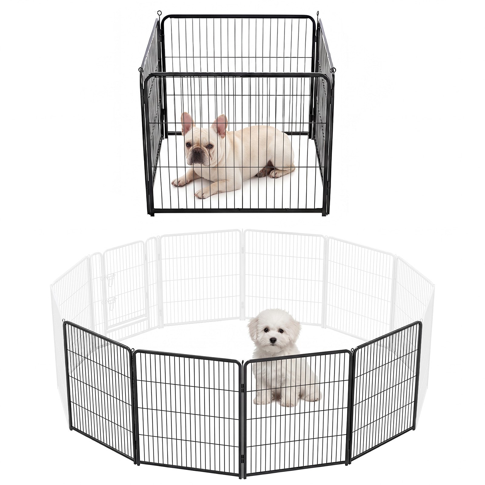 Foldable Metal Pet Fence with Door – Outdoor Exercise Playpen for Small, Medium & Large Dogs