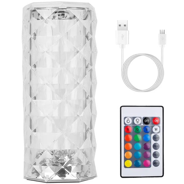 Crystal Diamond Rose Table Lamp Dimmable Touch Remote LED Light