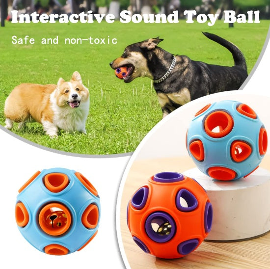 Premium Dog Rubber Ball Toy with Bell Sound Two Pack