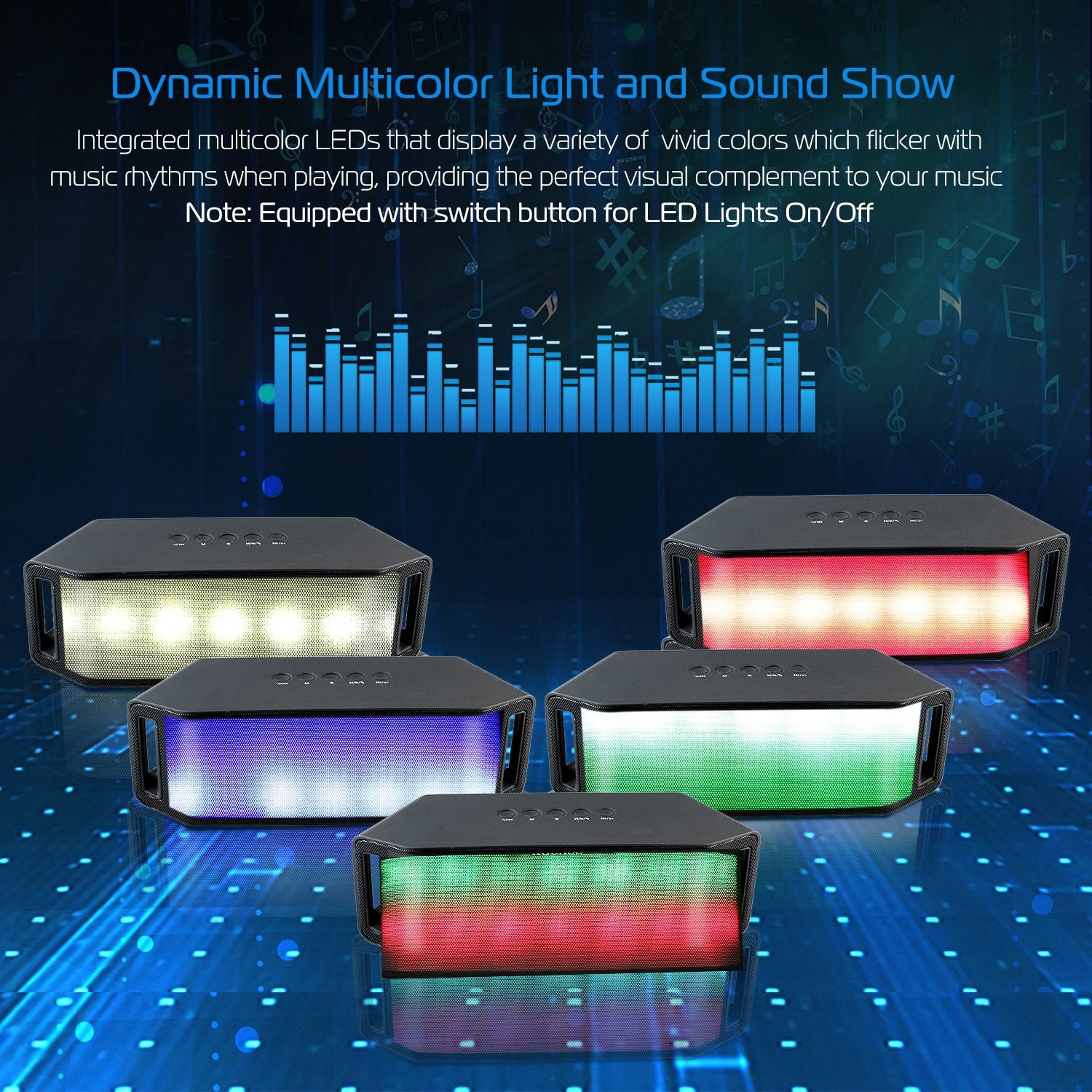 LED Wireless Speaker with FM Radio & USB