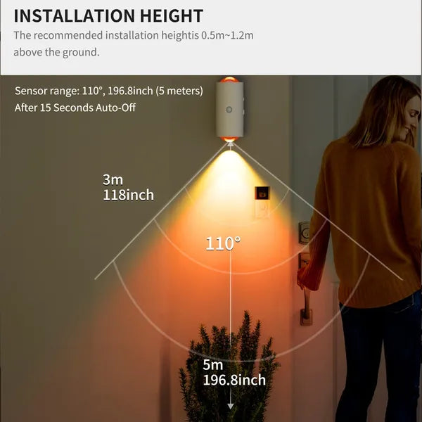LED Motion Sensor Night Light Rechargeable Magnetic Wall Lamp