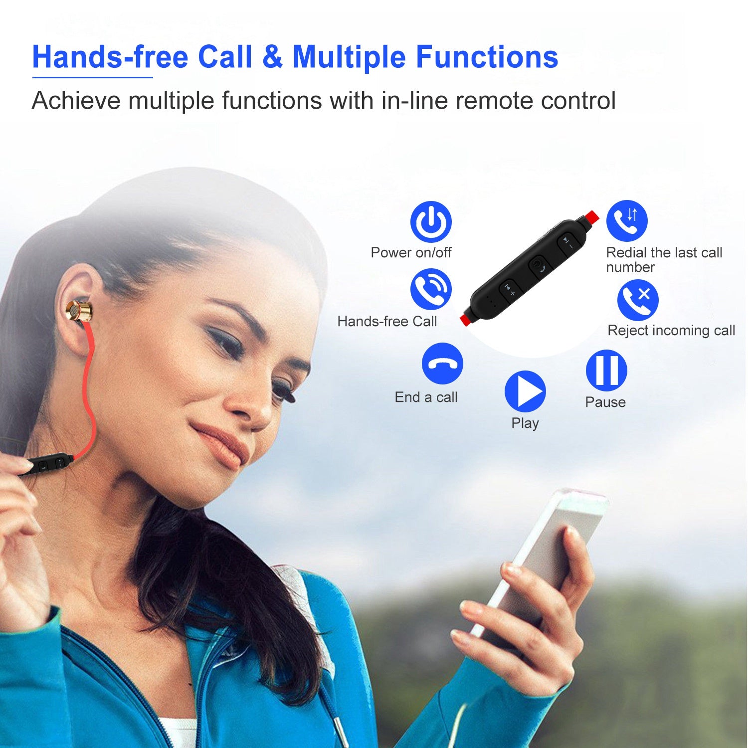 Wireless Sport Bluetooth 4.1 In-Ear Earphones Sweatproof Mic