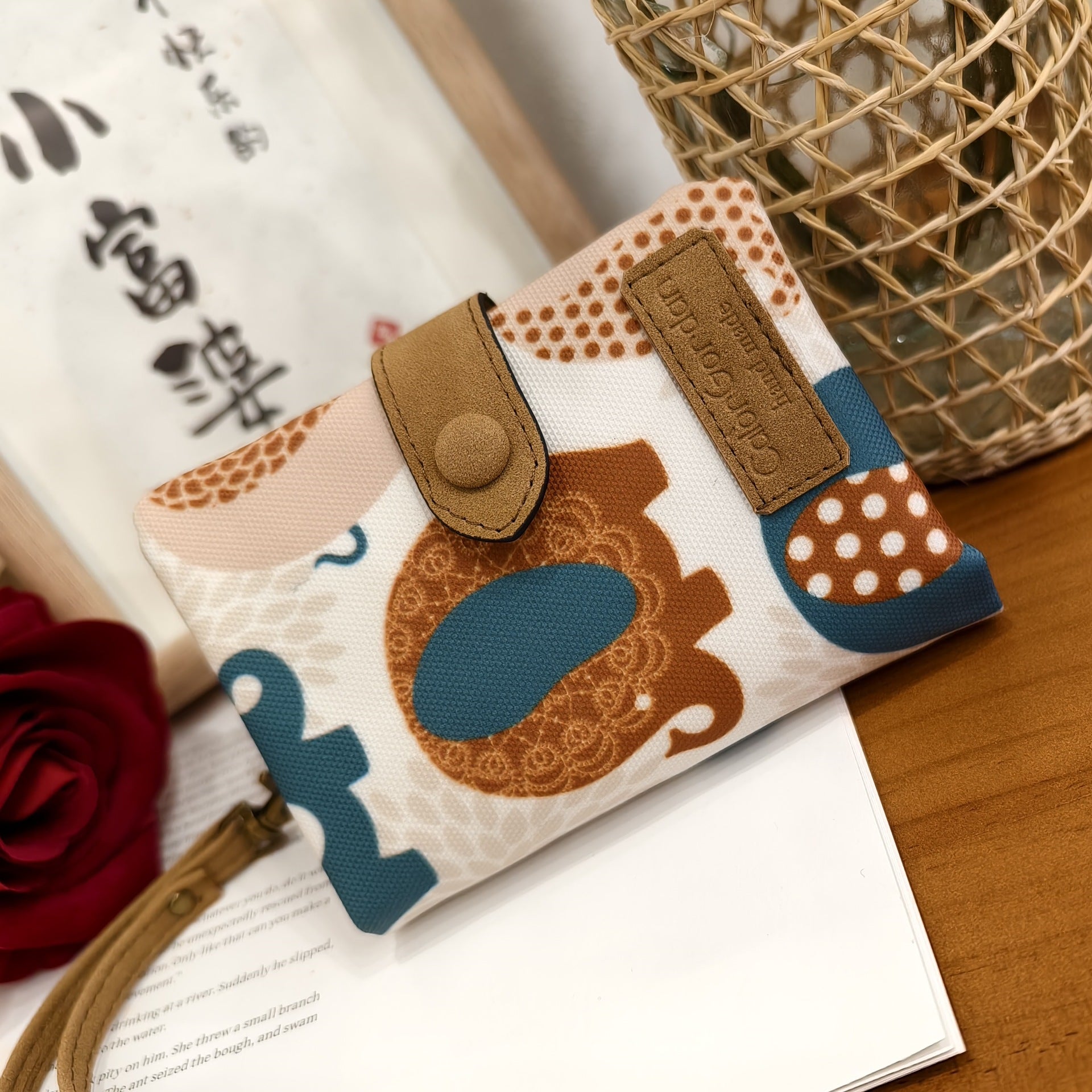 Tri Fold Multifunctional Wallet Printed Multi Card Slot Fashion Purse