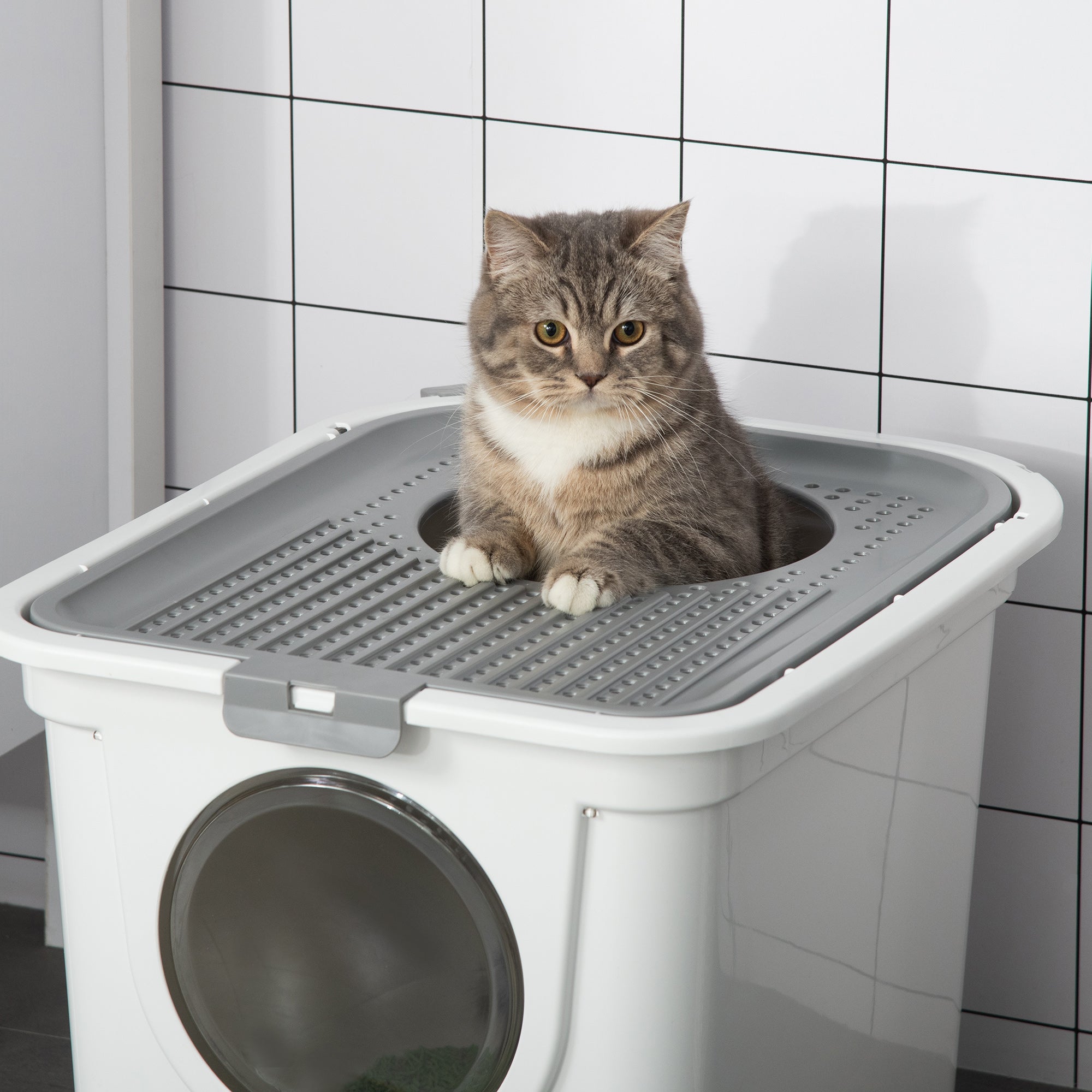 Premium Covered Cat Litter Box with Top Exit and Odor Control