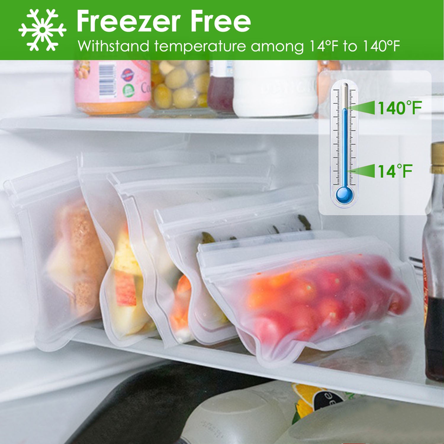 Reusable PEVA Food Storage Bags Set