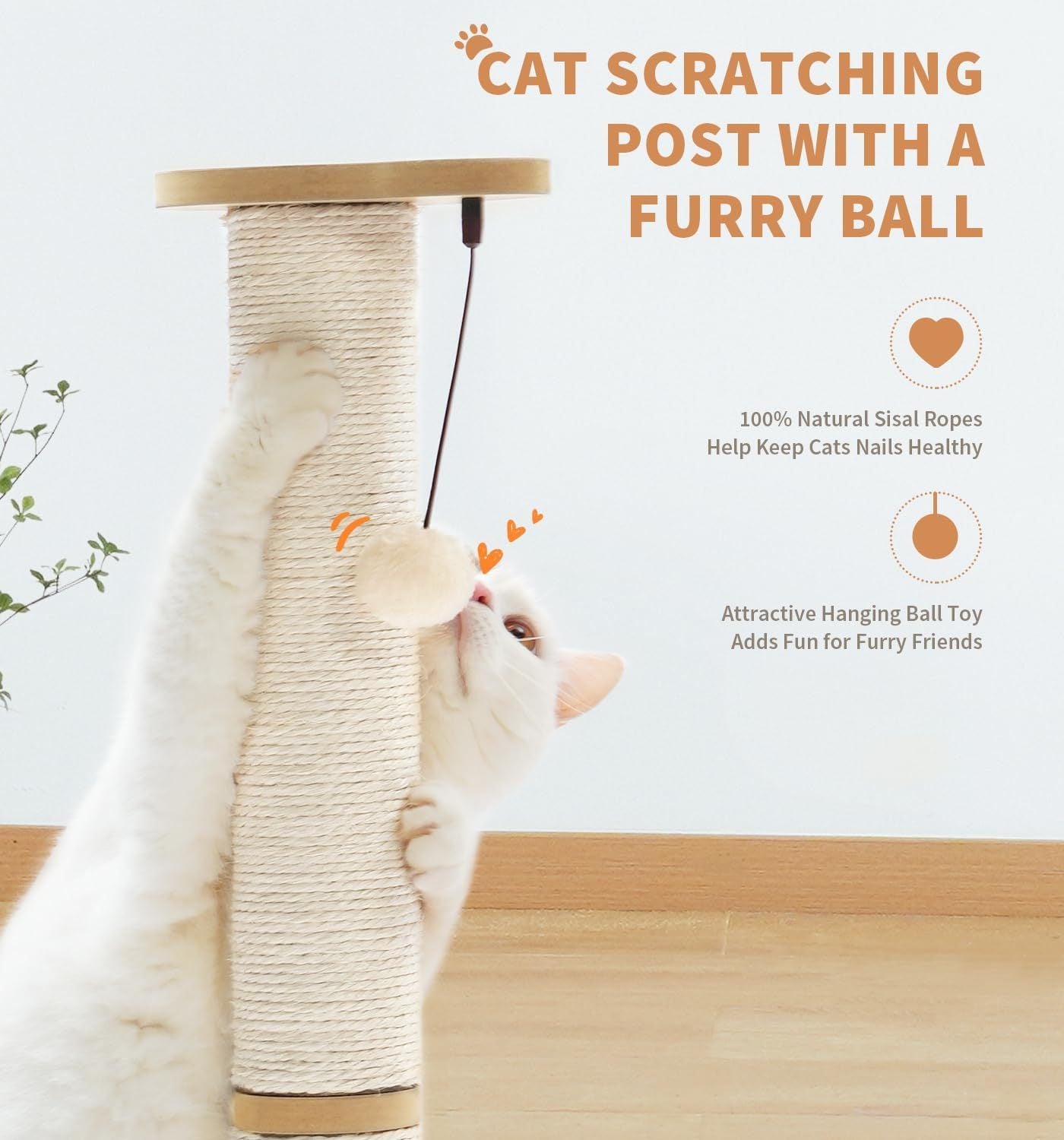 Interactive Cat Scratching Post with Ball Track Toy – Sisal Cat Scratcher for Indoor Cats