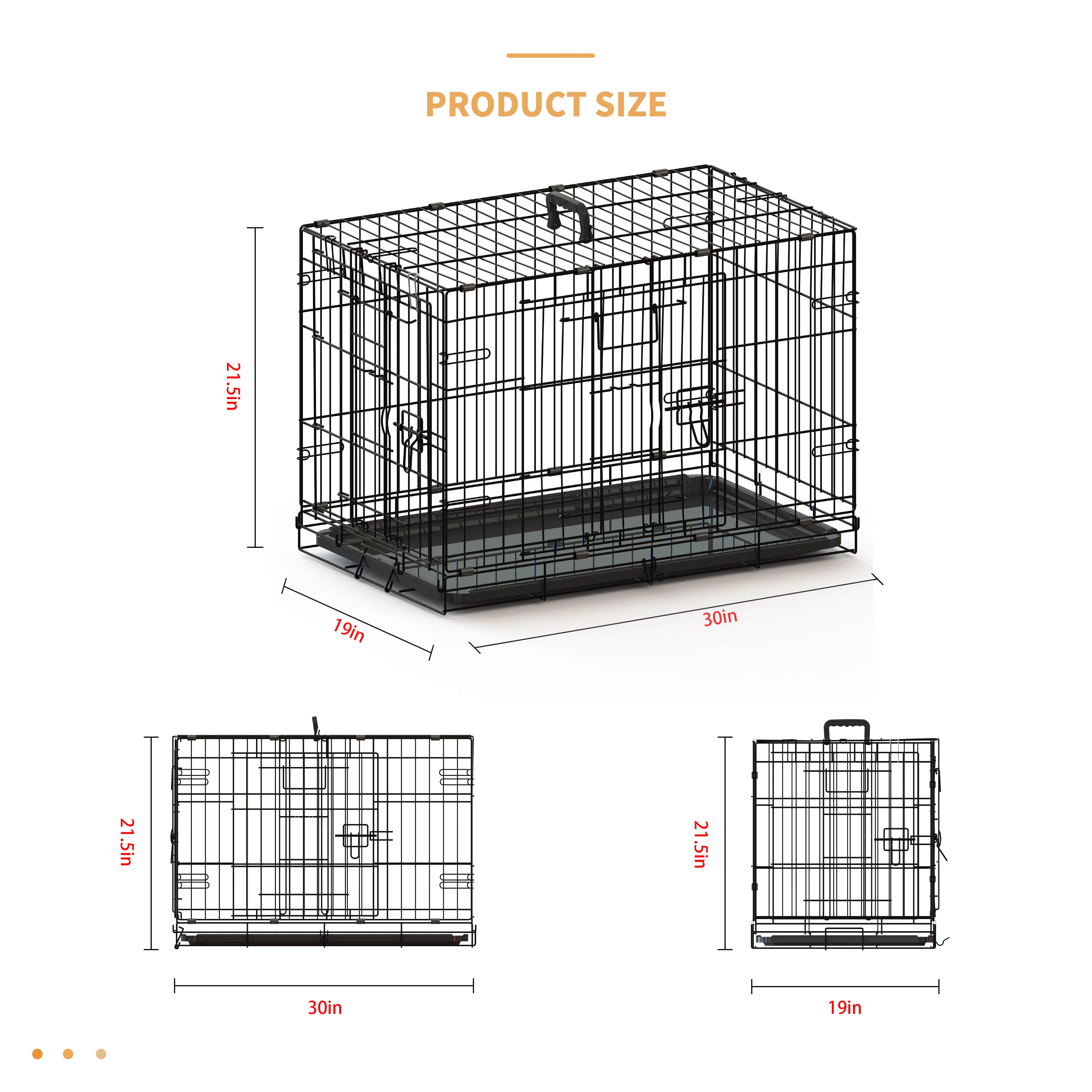 Ultimate 30 Inch Black Wire Dog Cage Secure Double Lock Design