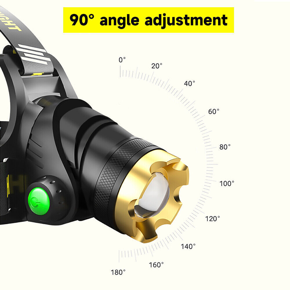 Rechargeable LED Headlamp Zoom Headlight 3 Modes Outdoor Torch