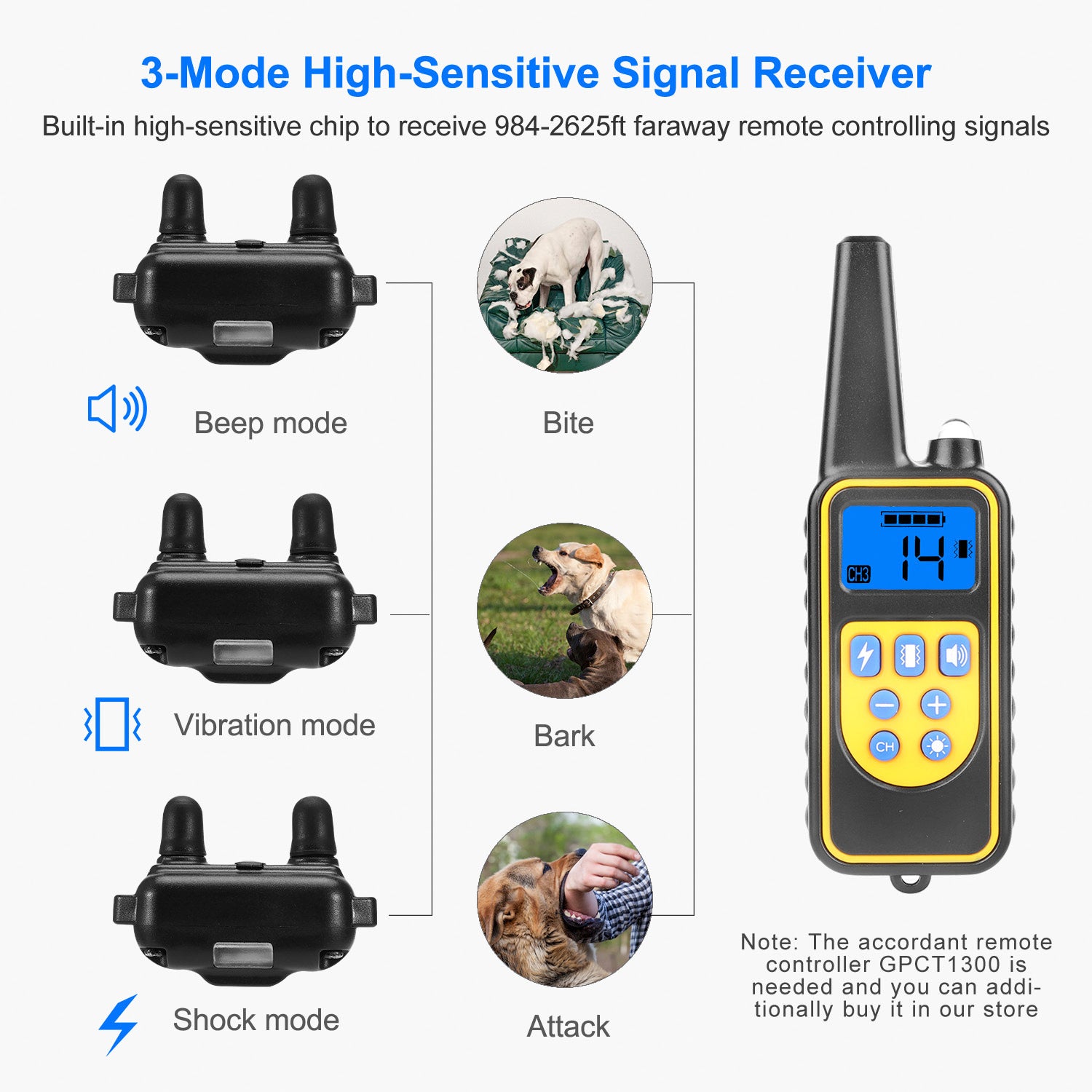 Remote Dog Training Collar with Waterproof Design and 4 Training Modes