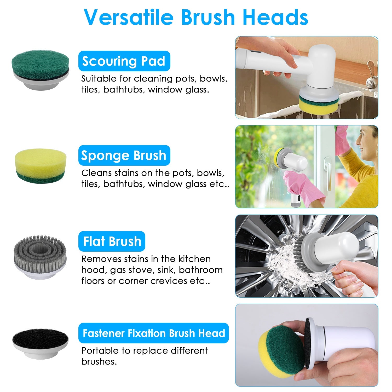 Electric Handheld Spin Scrubber Cordless Cleaning Brush