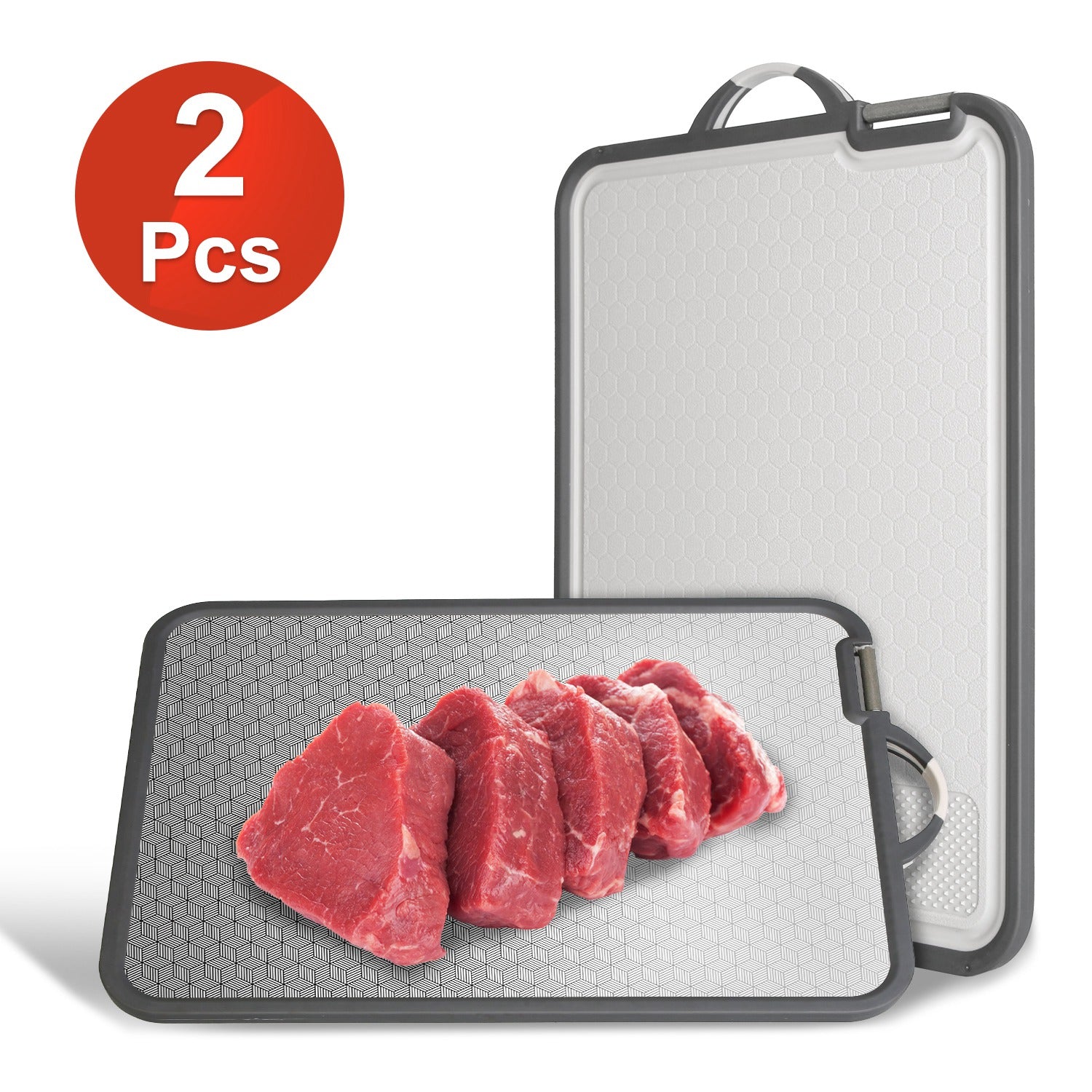 2Pcs Double Sided Cutting Board Stainless Steel PP Kitchen Set
