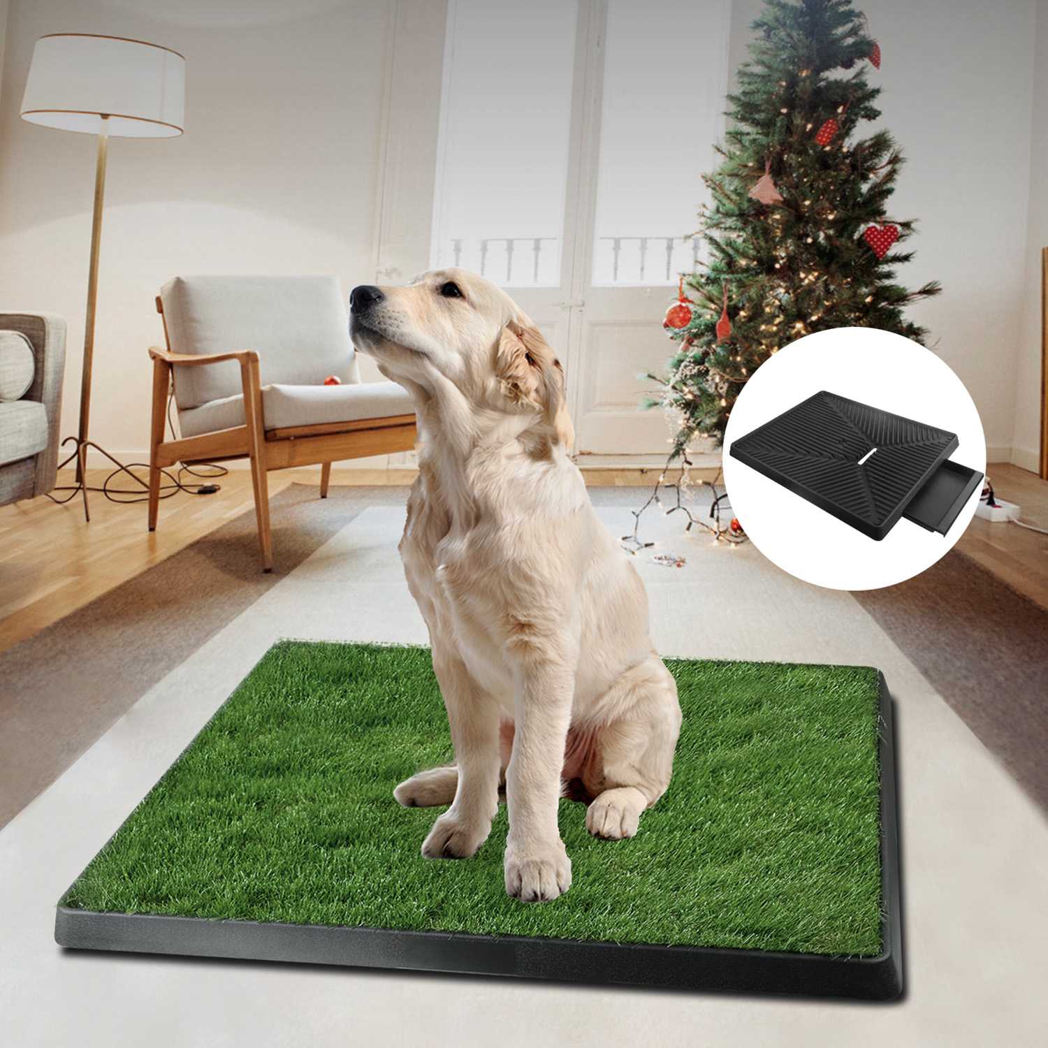 Artificial Grass Dog Potty Training Pad with Tray for Indoor Use