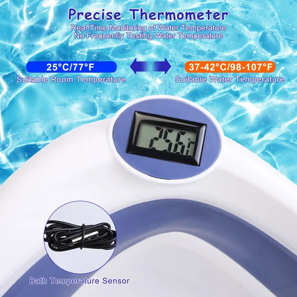 Collapsible Baby Bathtub with Thermometer Safe & Travel Friendly