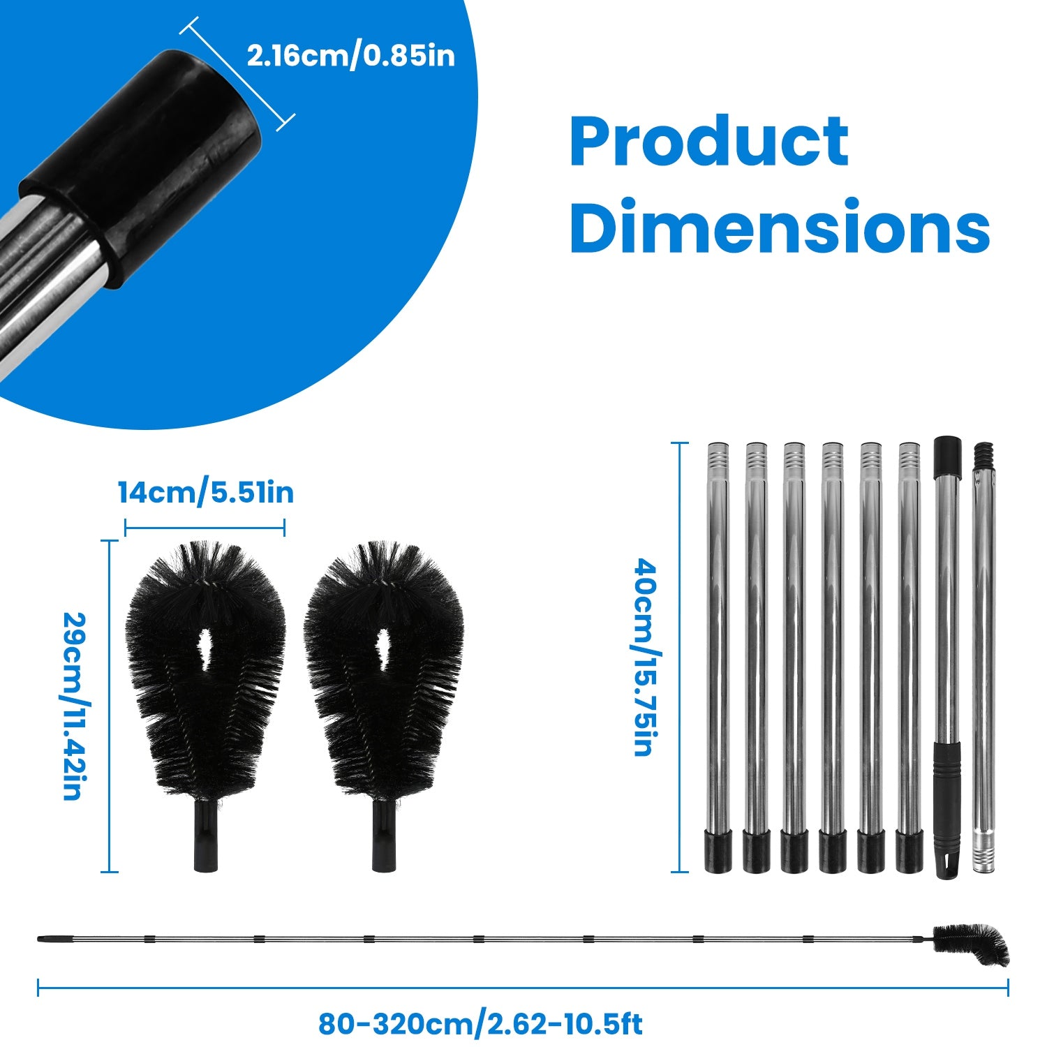 Powerful Gutter Cleaning Tool Extendable Brush Telescopic Pole