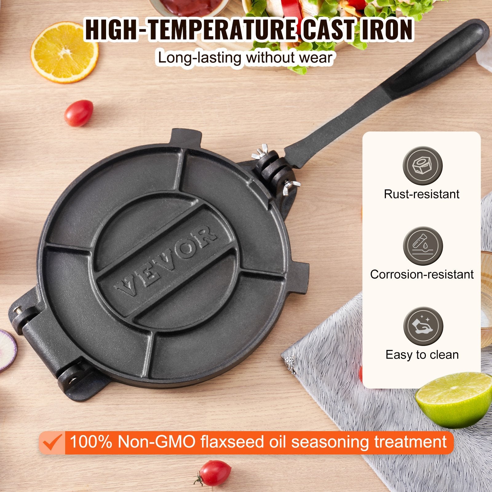 Cast Iron Tortilla Press Heavy Duty Roti Maker