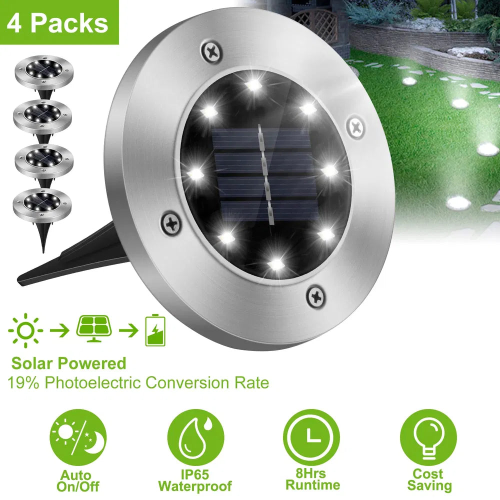 Solar Ground Lights Waterproof In-Ground Pathway Lights 4 Pack