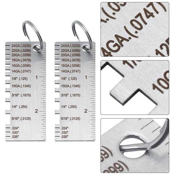 2PCS Stainless Steel Thickness Gauge Wire & Sheet Metal Measuring Tool