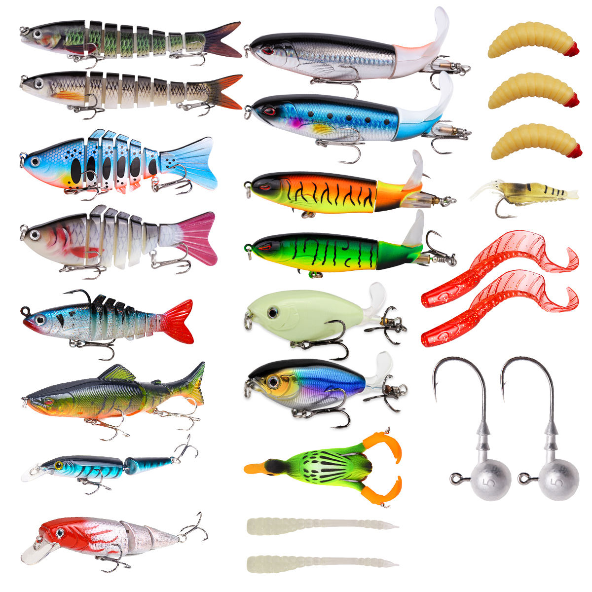 25pcs Topwater Fishing Lure Set Duck Frog Propeller Baits