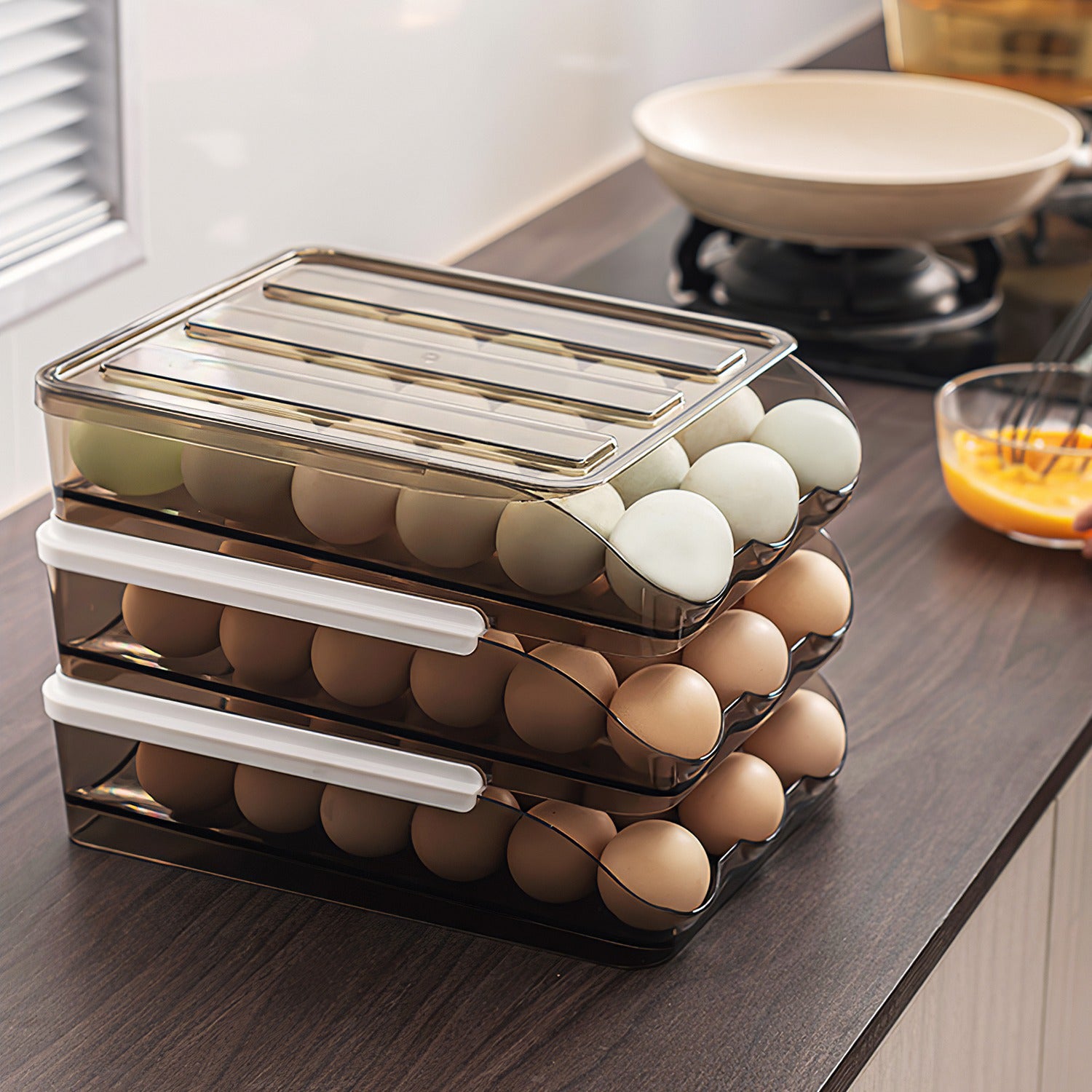 Double Layer Egg Container Holder 36 Eggs Rolling Organizer