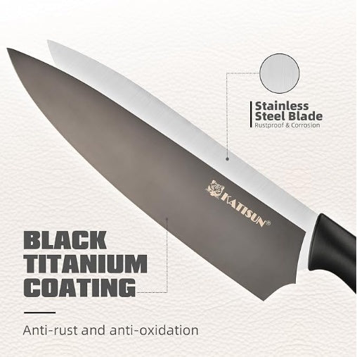 Black Titanium Stainless Steel Knife Block Set
