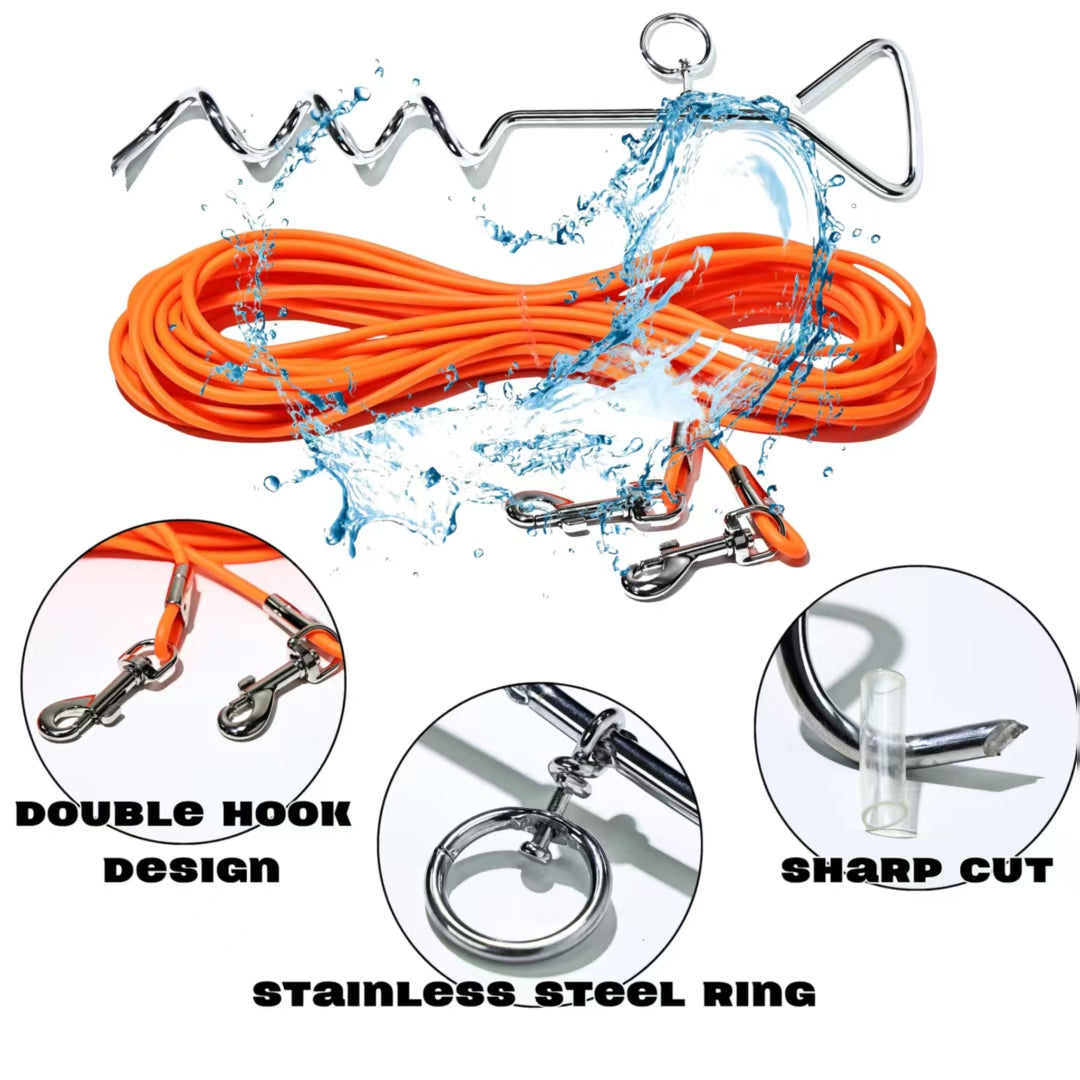 Ground Stake Dog Leash for Secure Outdoor Freedom and Play