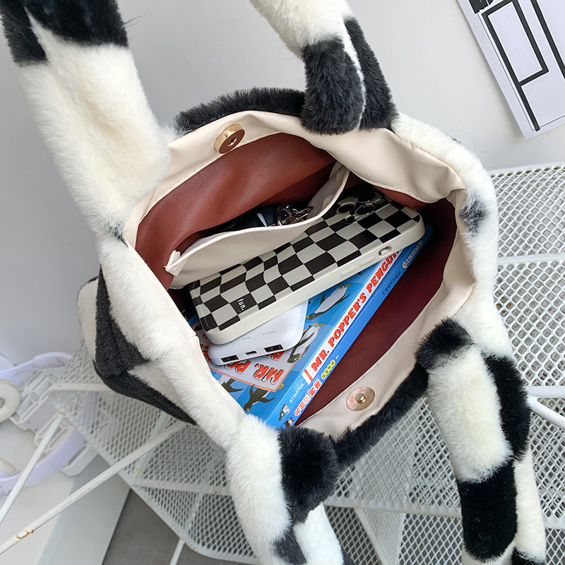 Fashion Love Heart Womens Furry Fluffy Bag Cute Soft Shoulder Bag