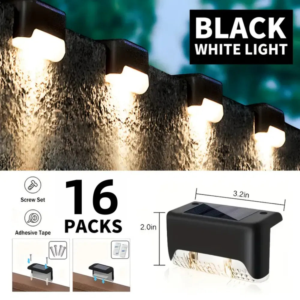Solar Deck Lights Outdoor 16 Pack Waterproof LED Step Lights Warm