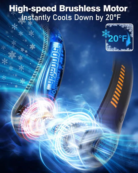 Powerful Portable Neck Fan Rechargeable Hands Free Cooling