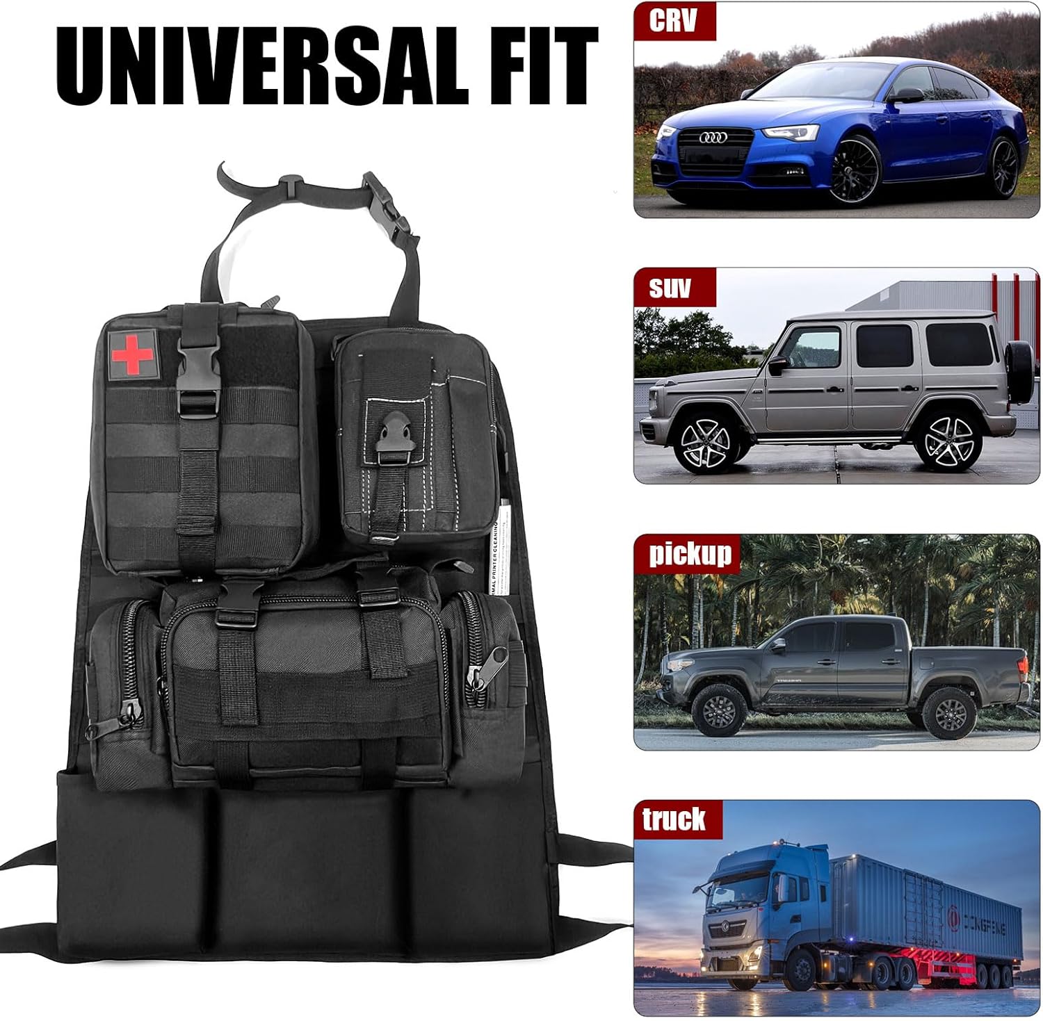 Car Back Seat Organizer with Detachable Pouches Storage Set