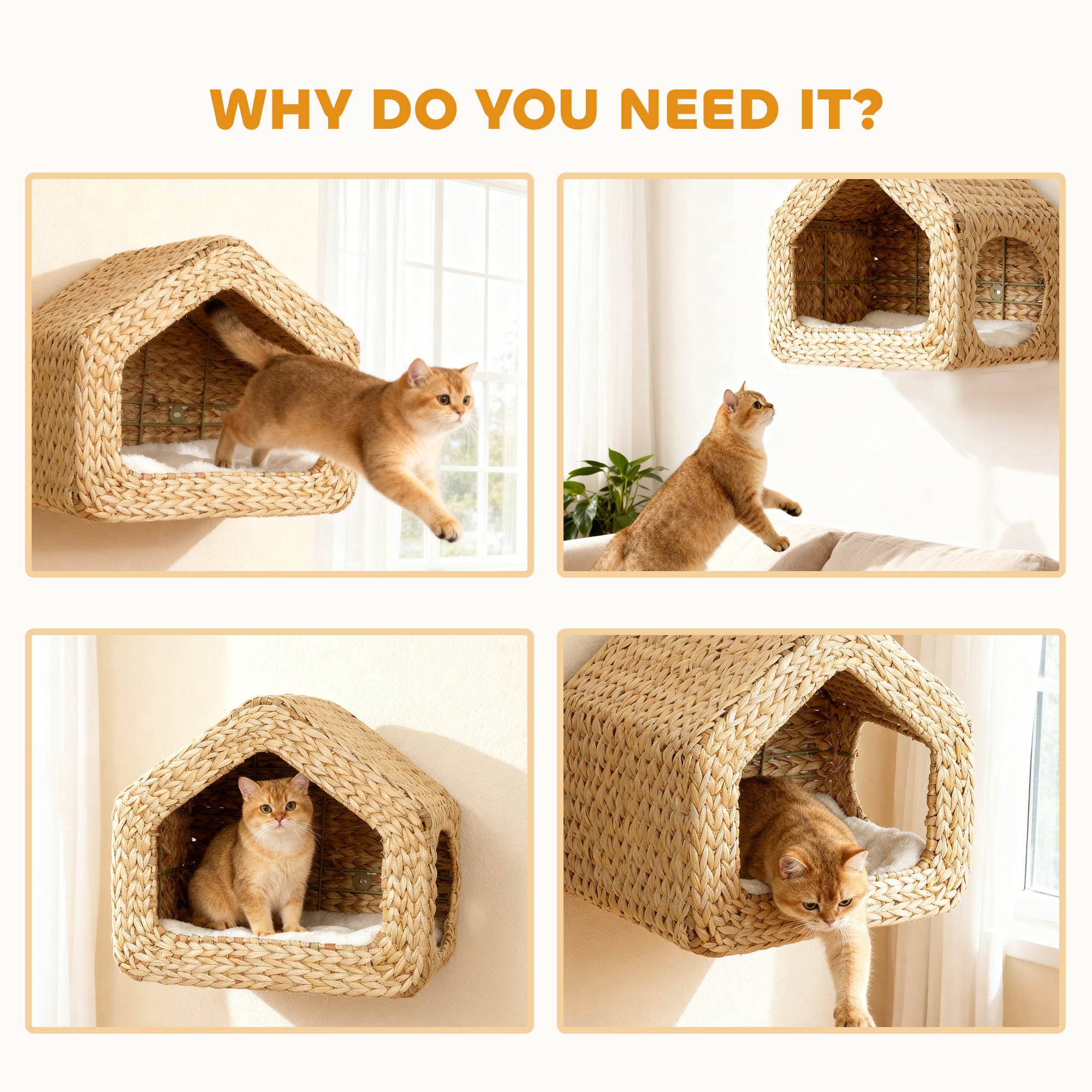 Ultimate Wall Mounted Cat House Natural Cat Wall Shelf