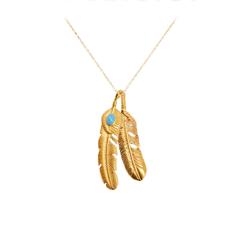 Luxury 24K Gold Feather Necklace – Mother Daughter Gift