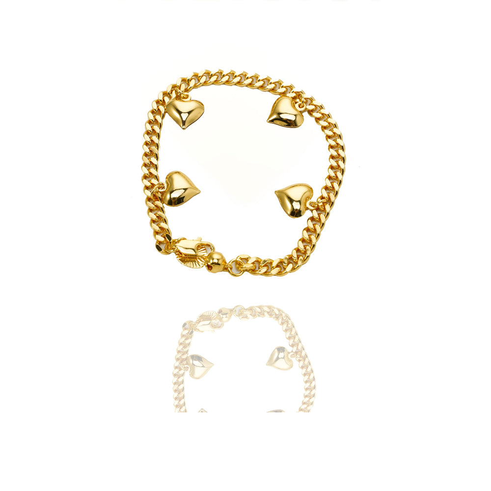 Elegant 24K Gold Filled Heart Bracelet for Women Romantic Gift