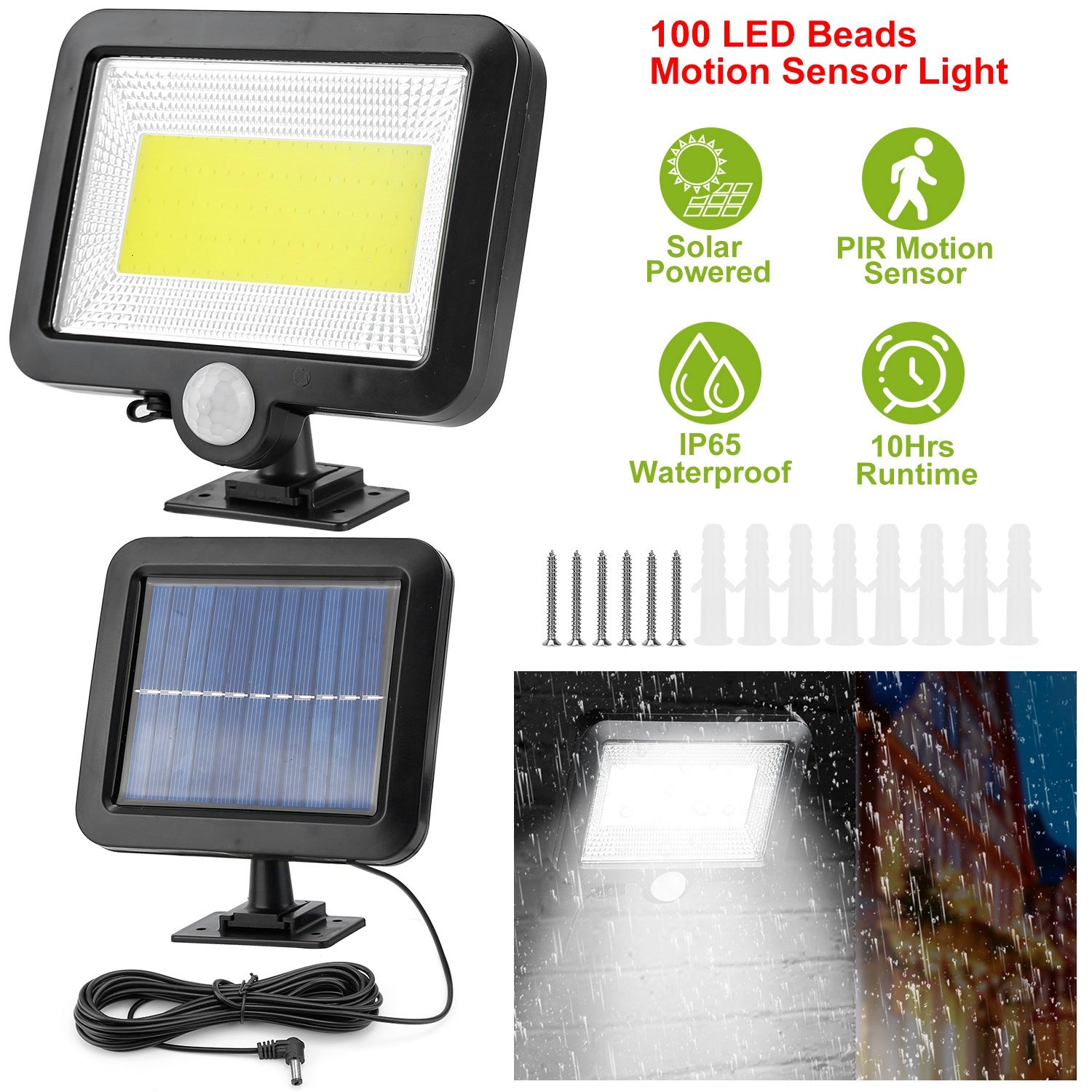 Solar Motion Sensor Wall Light Waterproof Dusk to Dawn Security