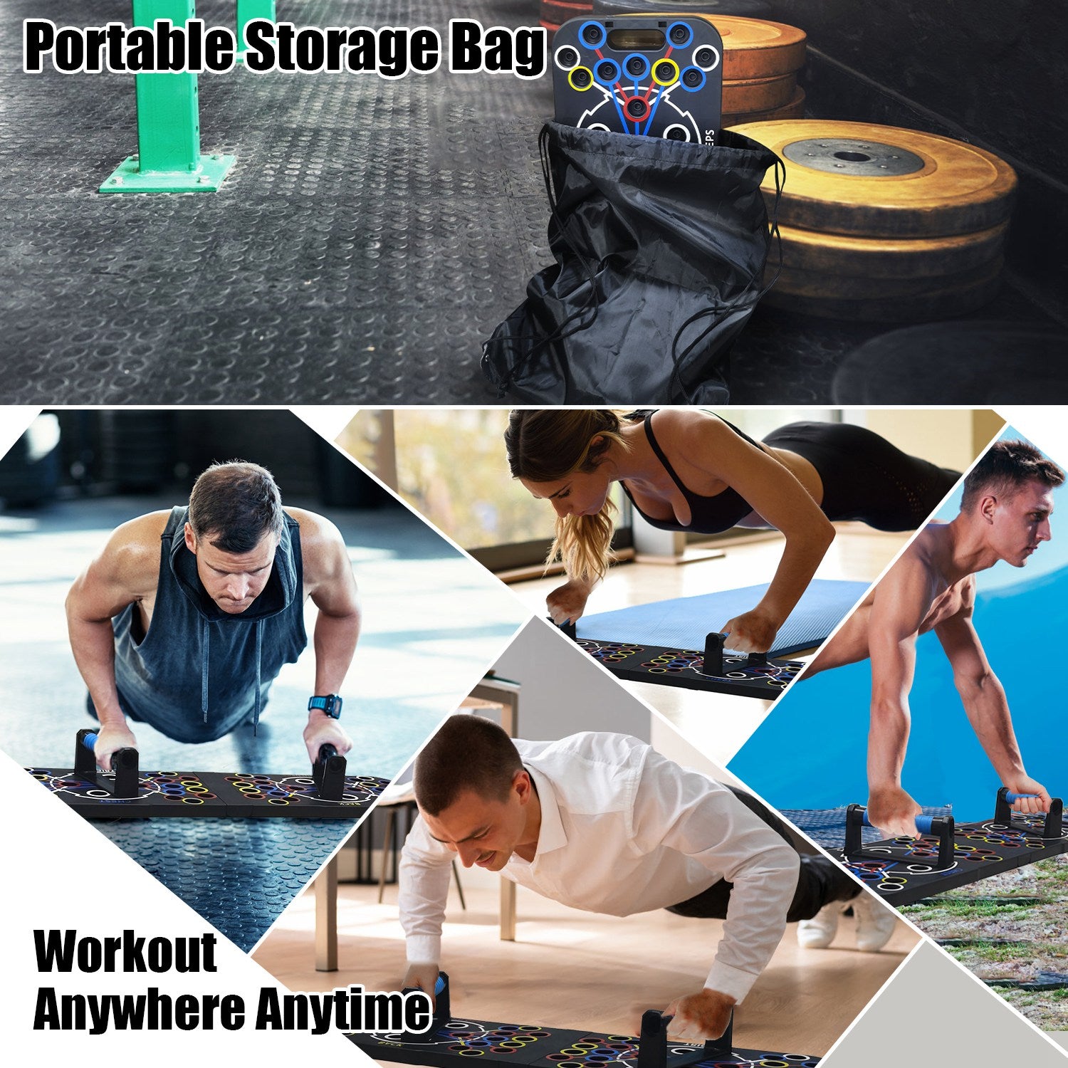 Push Up Board Home Gym Equipment & 15 Fitness Accessories for Full Body Workout