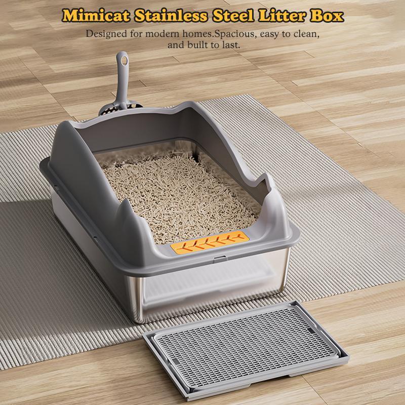 Premium Large Stainless Steel Cat Litter Box Durable Hygienic