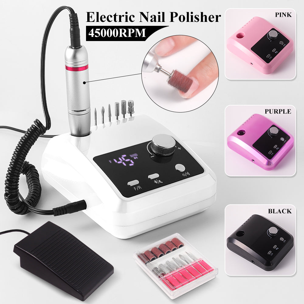 45000RPM Professional Electric Nail Drill with LCD Foot Control