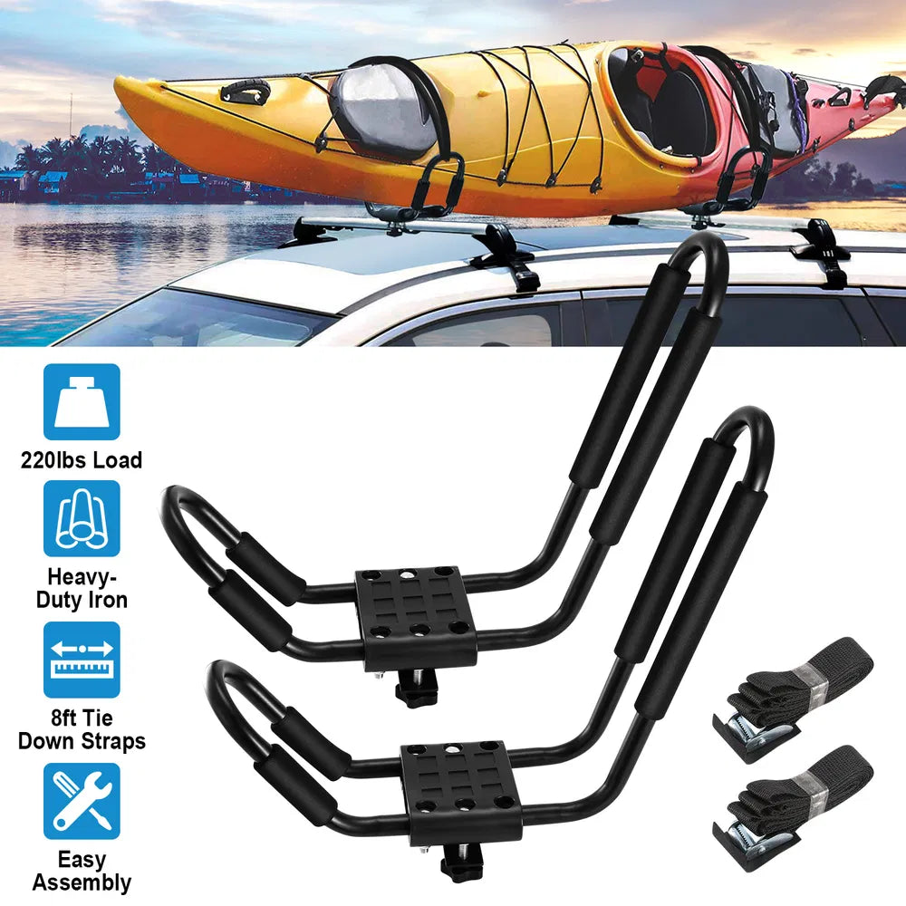 Universal J Bar Kayak Carrier Heavy Duty 220LBS Canoe Roof Rack Kit