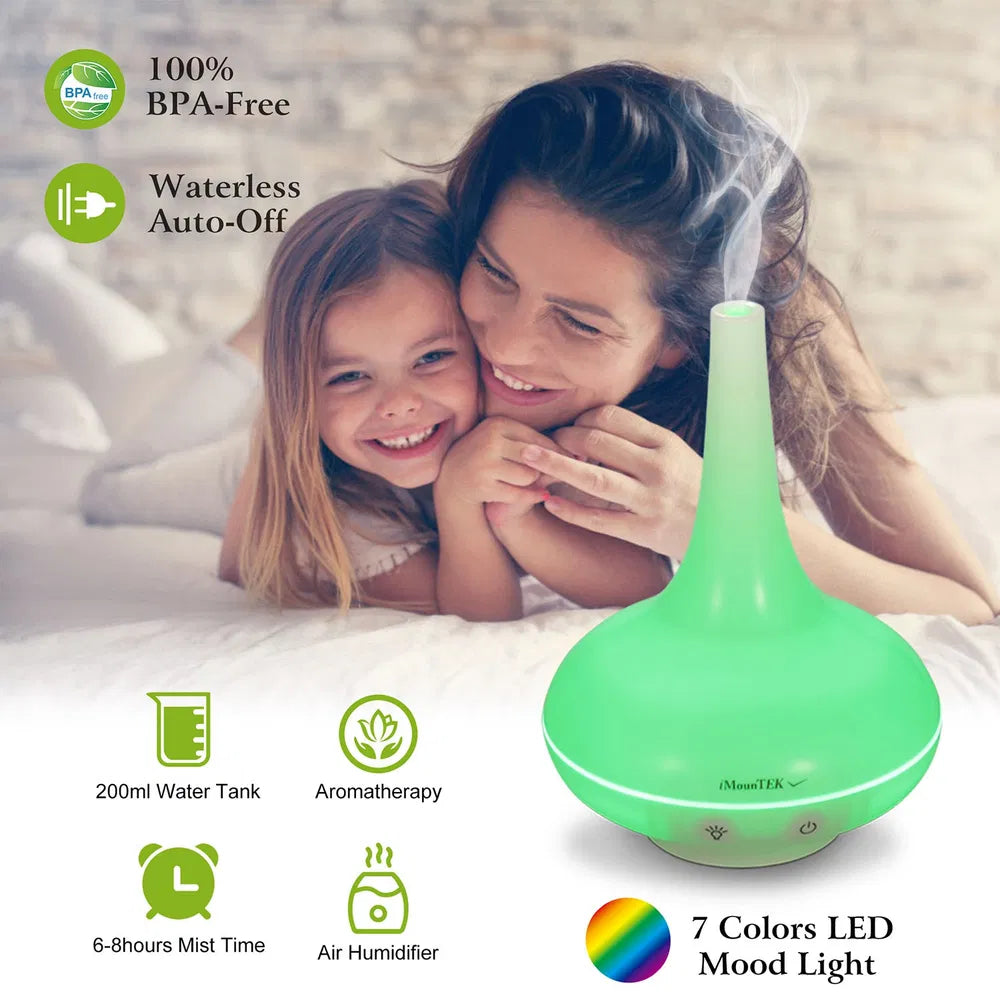 Ultrasonic Aroma Diffuser 200ml Humidifier LED Night Light Quiet