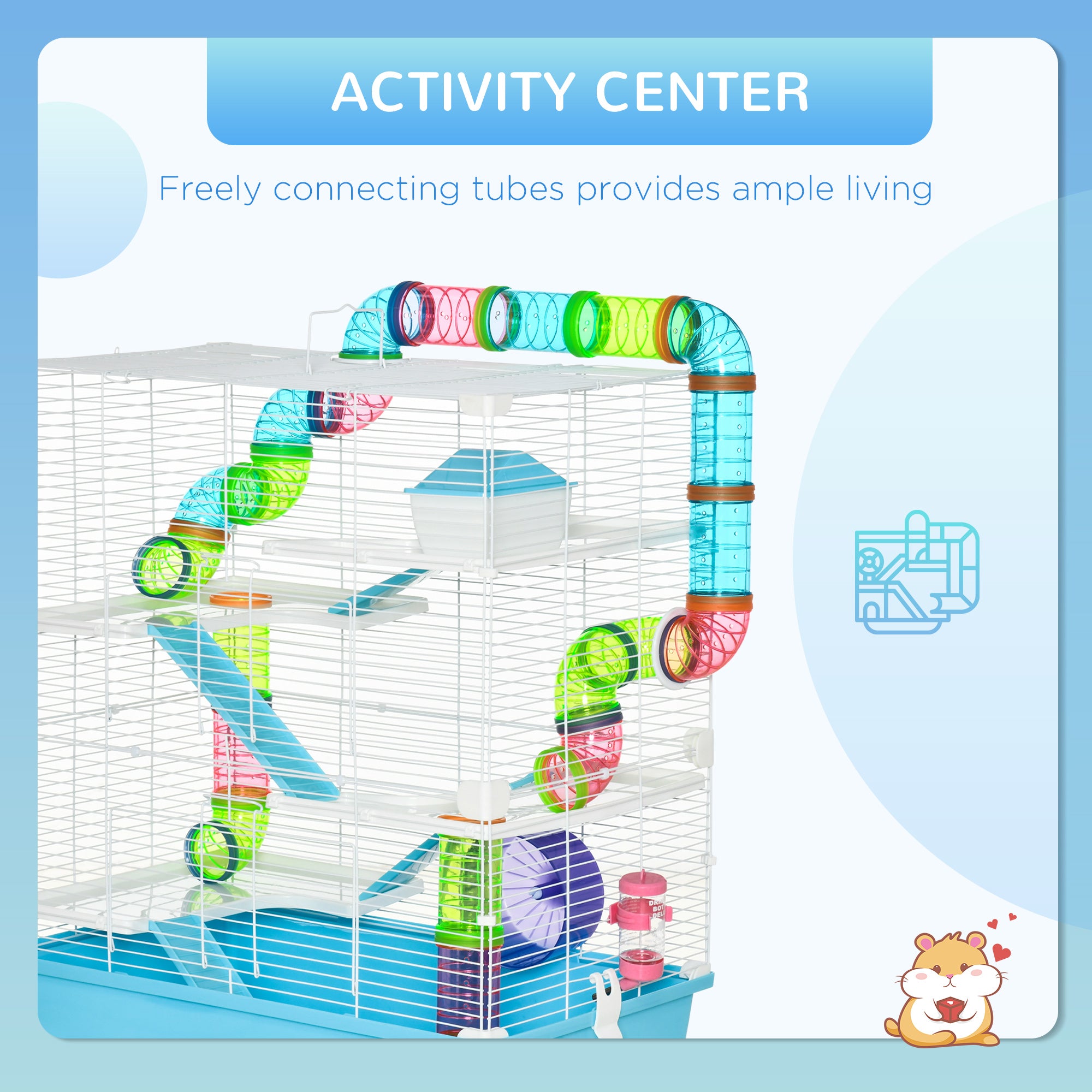 Premium Multi Level Hamster Cage with Tunnels and Accessories