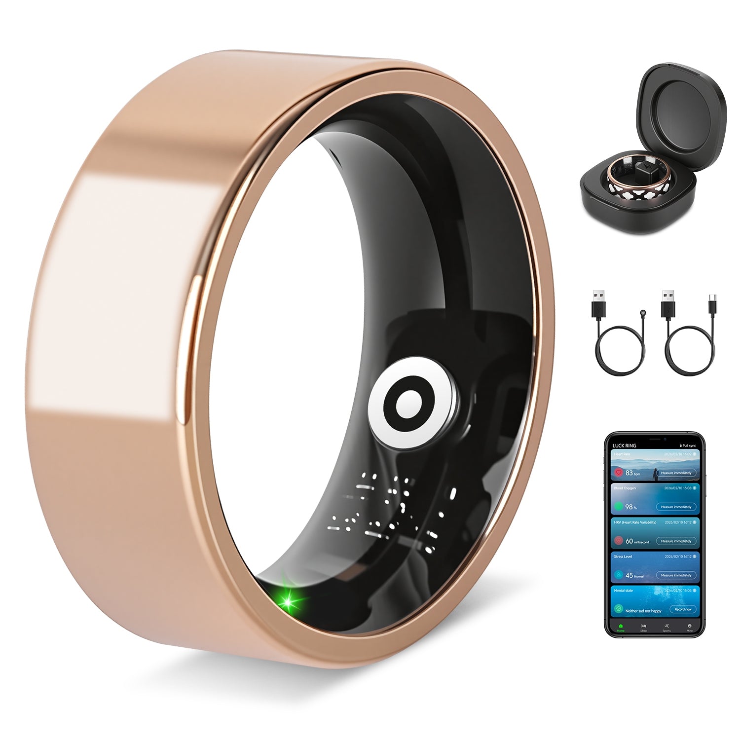 Smart Ring Health Tracker with Sleep, HRV & 7-Day Battery for iOS Android