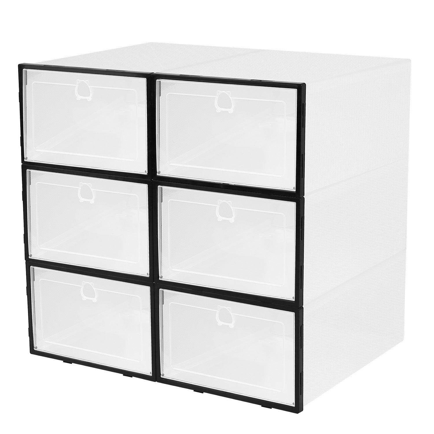 6 Pack Stackable Shoe Storage Boxes Transparent Collapsible Organizer