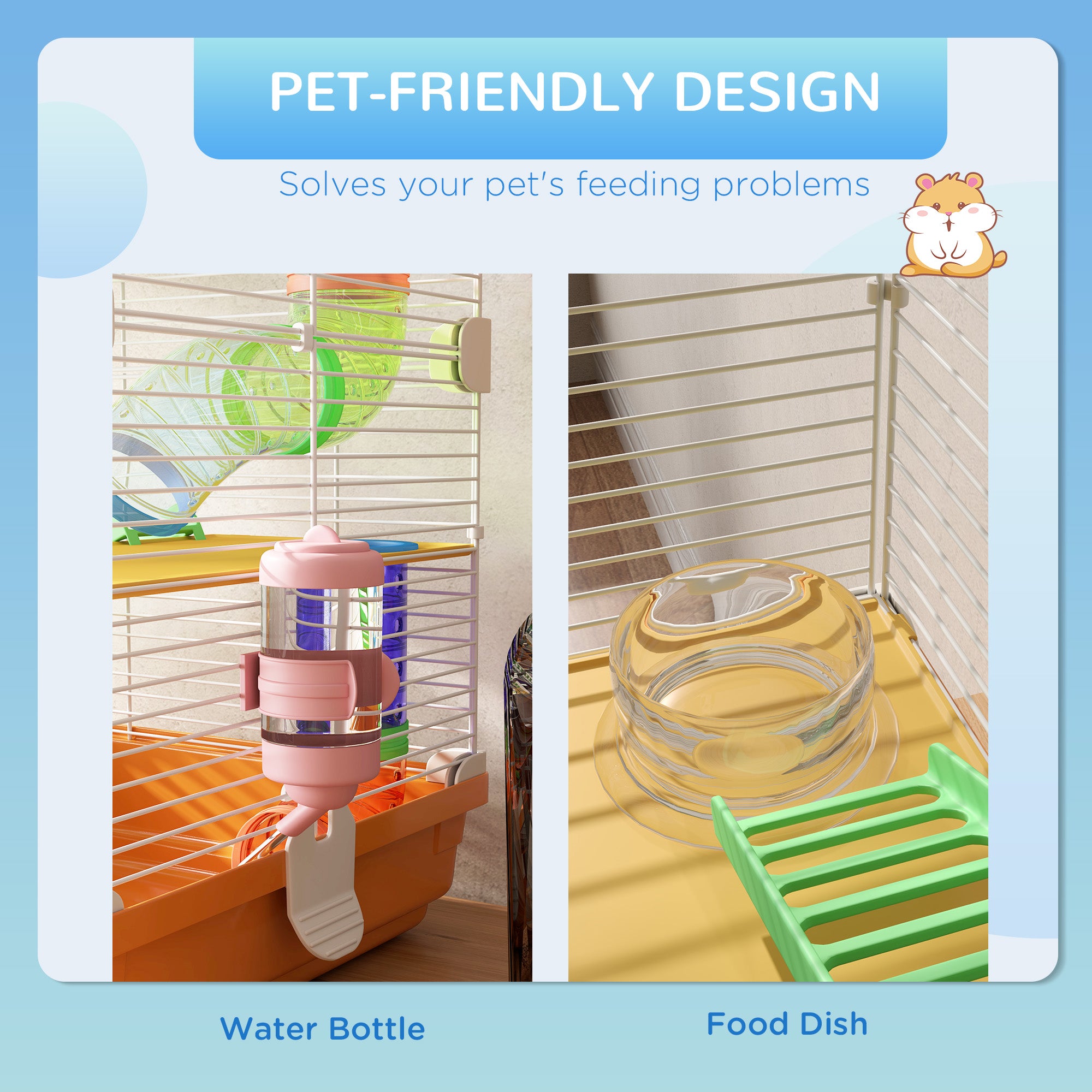 5-Tier Hamster Cage with Exercise Wheel & Tubes – Portable Small Animal Habitat