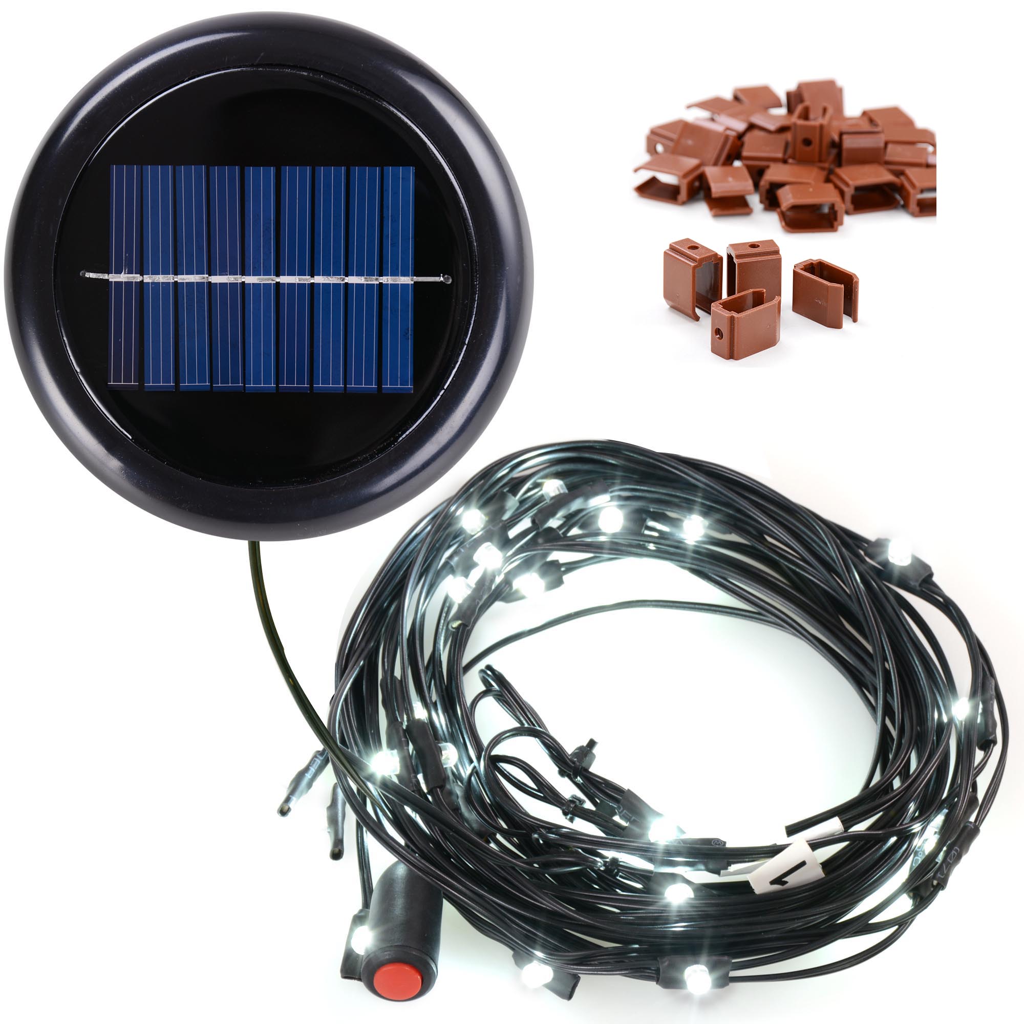 Solar Umbrella LED String Lights Cool White Outdoor Decor