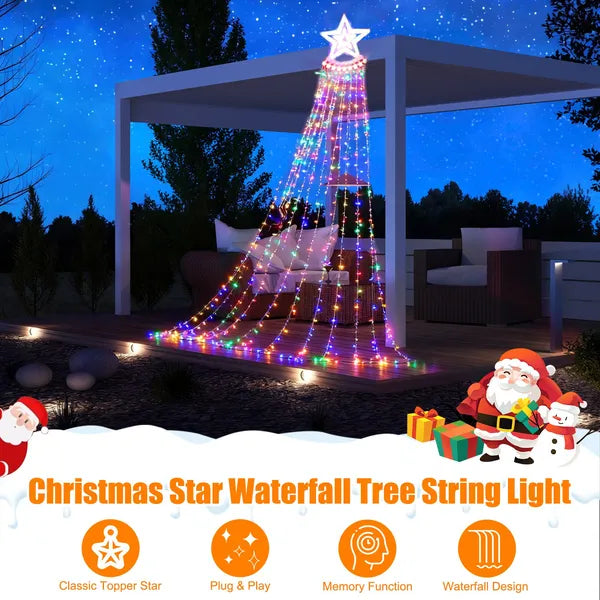 Bright Christmas Star String Lights Waterfall LED Outdoor Decor